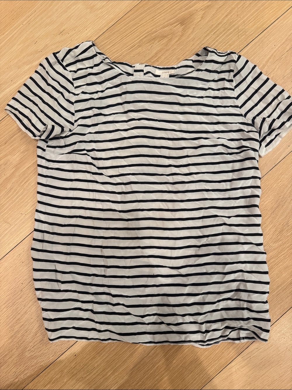 J crew silk Striped Crewneck Short Sleeve Top - White & Black